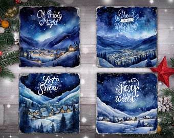 Christmas Coasters | Square Round Christmas Coaster Images | Square Coaster PNG Round Coaster PNG | Coaster png Sublimation | Santa Coasters