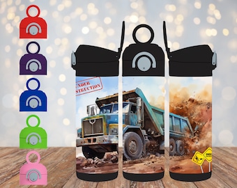Dump Truck PNG | 12 oz kids sublimation tumbler design: Construction Wrap, 12oz Construction Tumbler Sublimation PNG, Dump Truck Tumbler