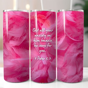 Christian Skinny Tumbler | Seamless 20oz Skinny Tumbler Christian Bible Verse | Be Still And Know That I am God | Christian Tumbler png Wrap