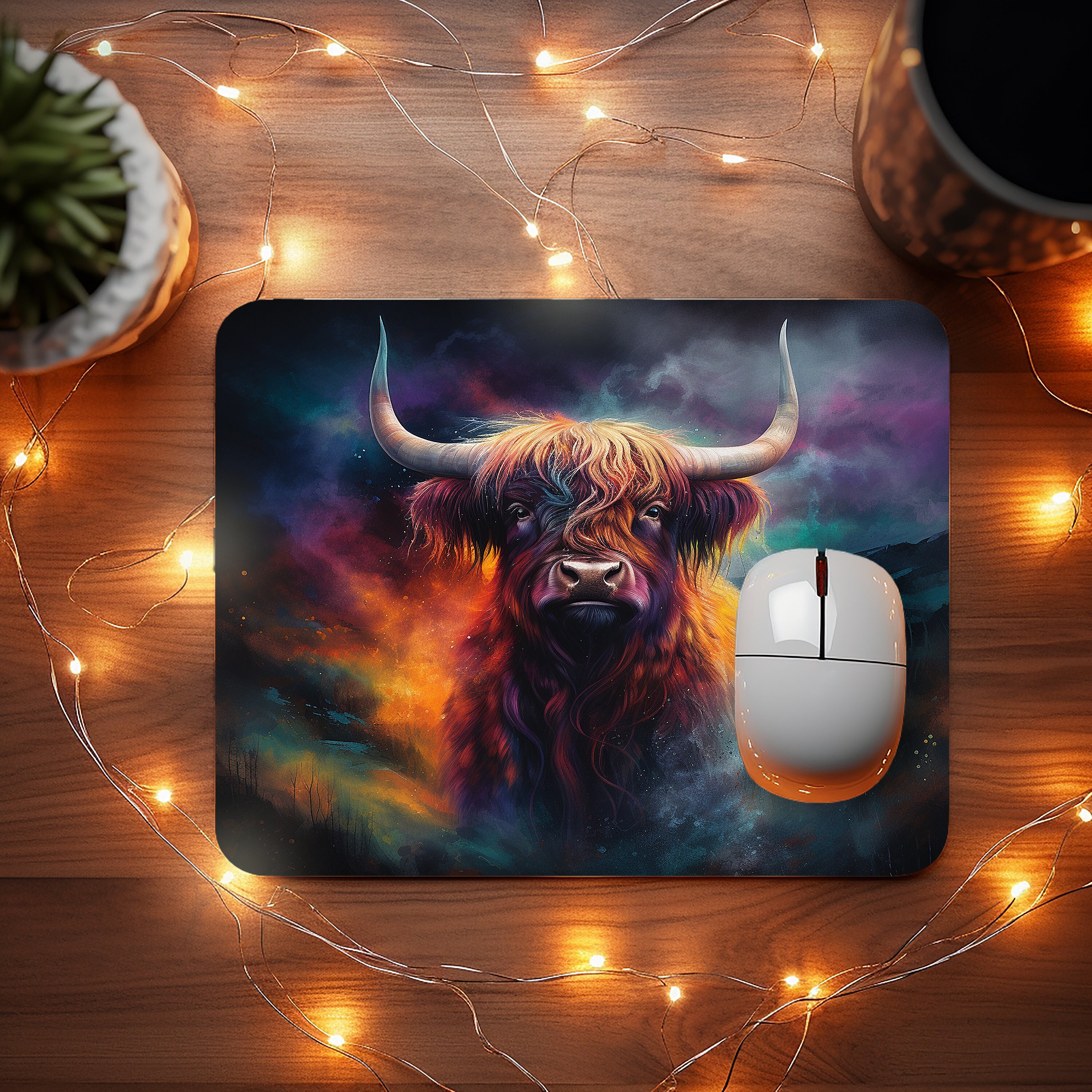 Highland Cow Mouse Pad | Cow Mouse Pad Sublimation Square Round Rectangle | Mouse Pad Template | Mouse Pad PNG | Highland Cow PNG