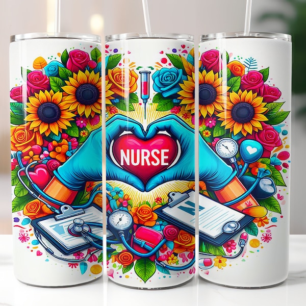 Nurse Tumbler Wrap, 20oz Skinny Tumbler Sublimation Design, Seamless Nurse Sublimation Tumbler Png, Digital Download For Nurses
