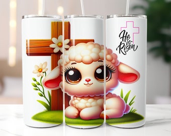 Easter Lamb Tumbler PNG | Seamless Easter Lamb Tumbler Wrap | Easter Lamb png | Seamless Easter Lamb skinny tumbler png | Christian Tumbler