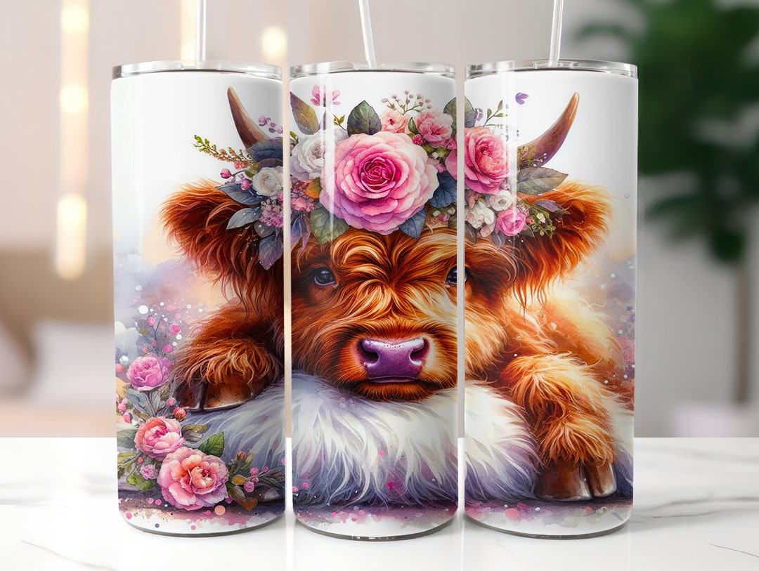 Seamless Highland Cow Tumbler Wrap | 20oz Skinny Sublimation Tumbler ...