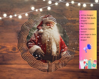 Diseños de sublimación de Christmas Santa Wind Spinner / Santa Christmas Spinner Art / Santa Wind Spinner, Santa Wind Spinner, Christmas Santa