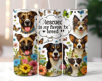 Diseño de sublimación de vaso flaco de mamá de perro / Sublimación de mamá de rescate / Envoltura de diseño de mamá de perro / Sublimación de perro de rescate / Vaso flaco de perro