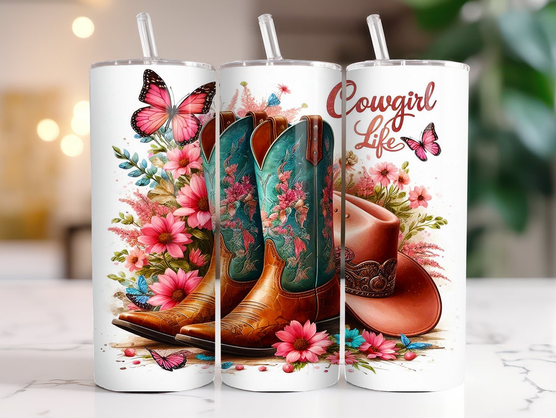 Cowgirl Life Tumbler Wrap | Cowgirl Skinny Tumbler Sublimation Design ...