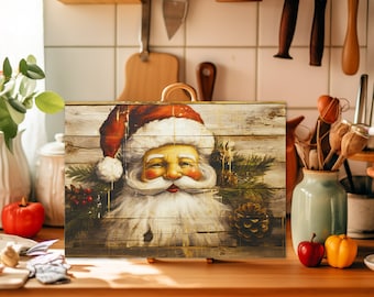 Cutting Board Sublimation Design | Glass Cutting Board PNG | Christmas Cutting Board PNG | Christmas Santa Sublimation Cutting Board Design