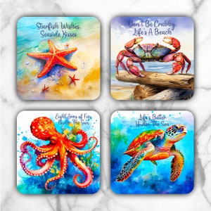 Coasters Beach Life PNG | Coaster quadrado de praia ou Coaster redondo png | Coasters redondos | Cartões de etiqueta imprimíveis | Sublimação Beach Life png
