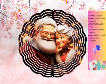 Spinner de viento de Navidad / Spinner de viento de Santa, Spinner de viento de sublimación de Navidad de Santa, Spinner de viento de sublimación de Navidad / Papá Noel / Sra. Claus