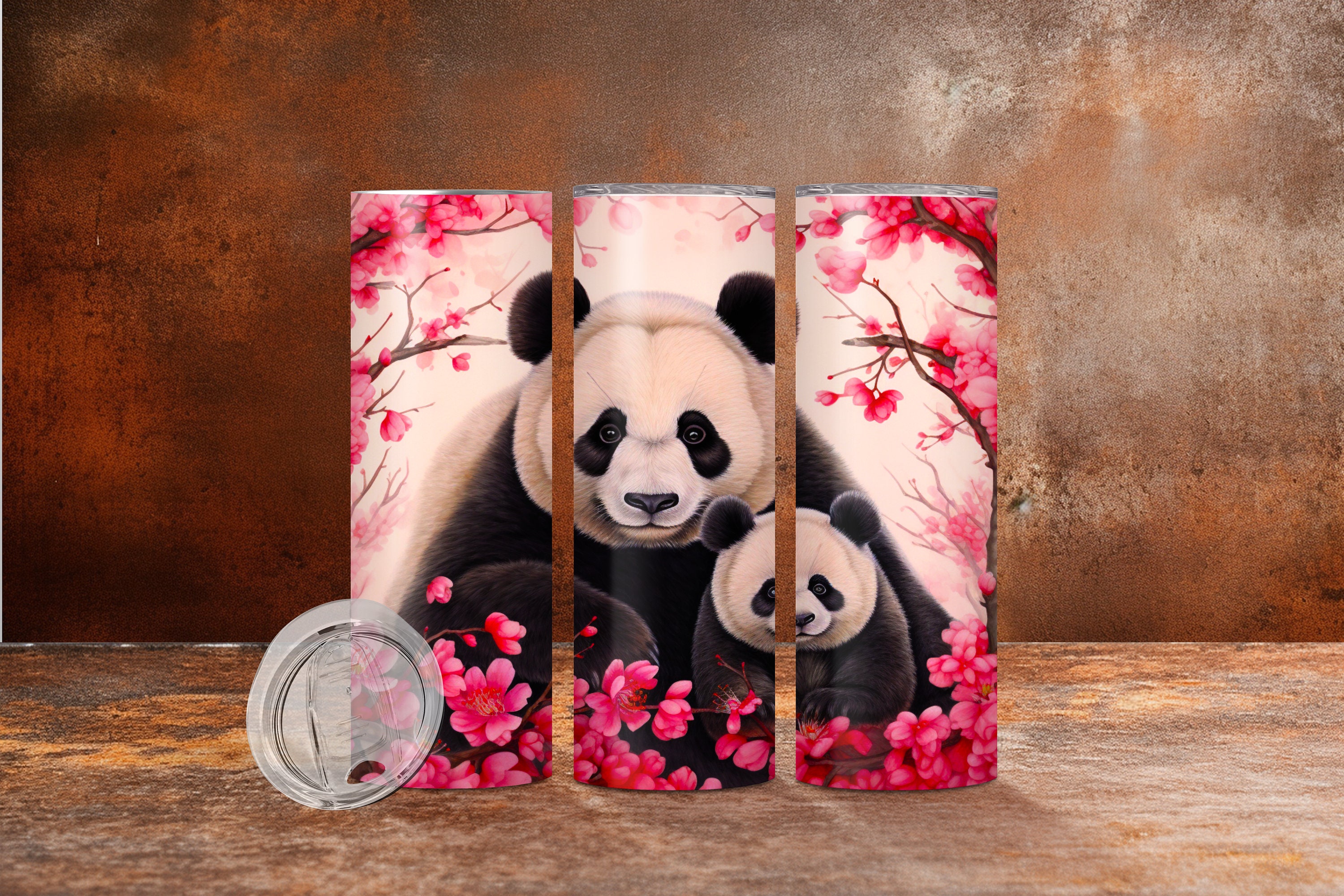 Panda 20 Oz Skinny Tumbler Sublimation Design, Seamless Panda Bear ...