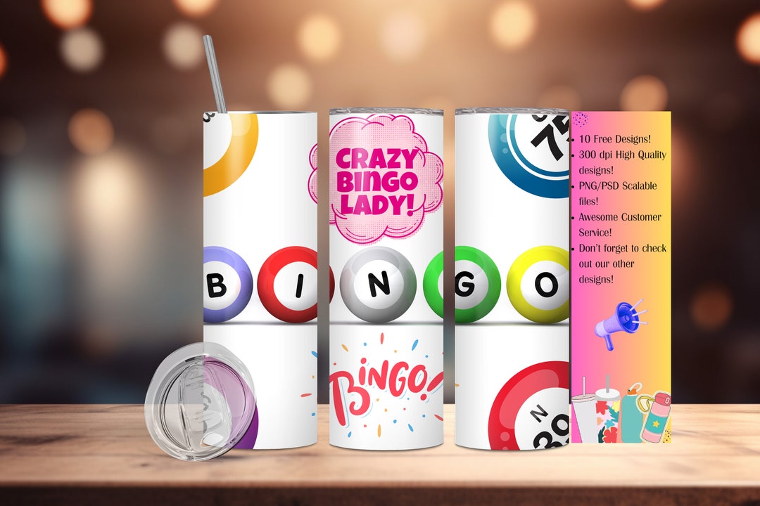 Bingo Tumbler Wrap Bingo Skinny Tumbler Design Bingo Sublimation