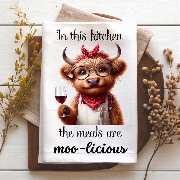 Kitchen Towel Sublimation Designs | Country Cow Tea Towel Sublimation Designs | Farm Animal Tea Towels | Funny Farm Kitchen Towel