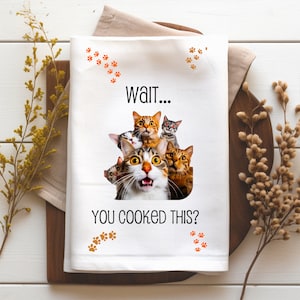 Kitchen Towel Sublimation Designs | Cats Kitchen Tea Towel Sublimation Designs | Cat Lover Kitchen Towels | Funny Kitchen Towel | Cat Selfie