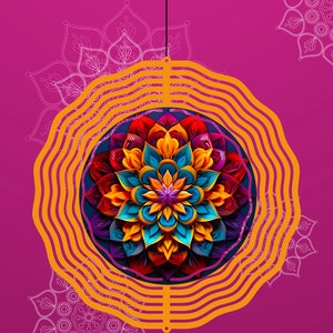 Mandala Wind Spinner PNG, 3D Mandala Wind Spinner Sublimation Design, Colorful Mandala Wind Spinner Sublimation | Mandala PNG
