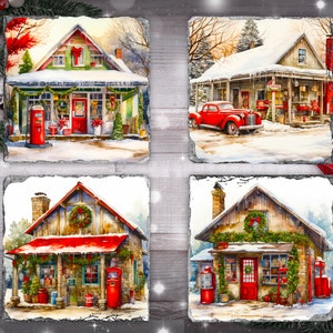 Kerstonderzetters | Vierkant Ronde Kerst Coaster Afbeeldingen | Vierkante onderzetter PNG Ronde onderzetter PNG | Onderzetter png Sublimatie | Kerstman onderzetters