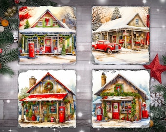 Christmas Coasters | Square Round Christmas Coaster Images | Square Coaster PNG Round Coaster PNG | Coaster png Sublimation | Santa Coasters