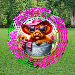 Highland Cow Spinner PNG, Highland Cow Design, Baby Cow Wind Spinner Sublimation | Highland Cow PNG, Highland Cow Yard Spinner PNG