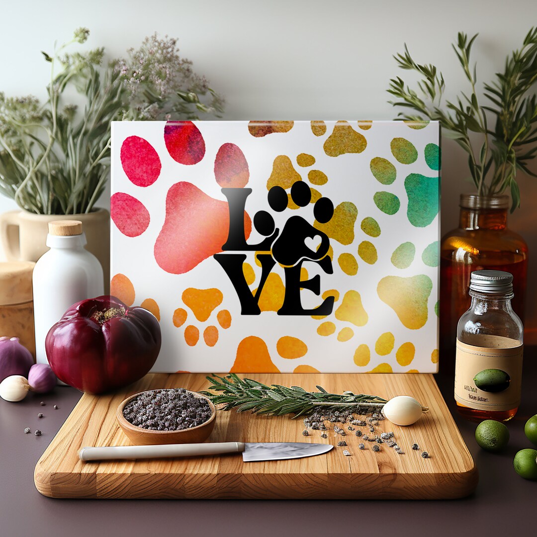Cutting Board Sublimation Design Dog Lover Glass Cutting Board PNG Dog