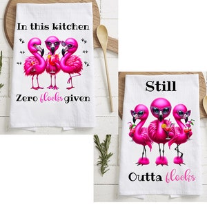 Flamingo Kitchen Towel Design Bundle PNG | Kitchen Tea Towel Sublimation Bundle Design | Flamingo Kitchen Towel Png Svg | Funny Tea Towel