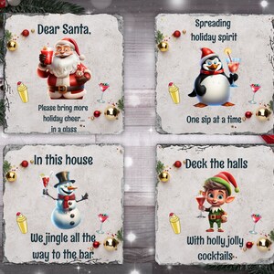 Porta-copos de Natal | Imagens de porta copos de Natal redondas quadradas | Base para copos quadrada PNG Base para copos redonda PNG | Porta copos png Sublimação | Porta-copos