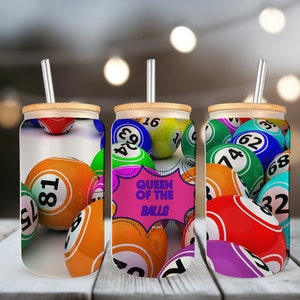 Bingo Tumbler Wrap 16 oz Libbey Glass Can Tumbler Sublimation Design, Bingo Christmas, Bingo Can Tumbler Design PNG, Bingo Glass Cans