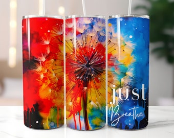Just Breathe Skinny Tumbler Wrap: Seamless Just Breathe Tumbler Design - Just Breathe - Just Breathe PNG - Just Breathe Skinny Tumbler