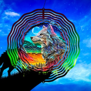 Wolf Wind Spinner Sublimation Designs | 3D Wolf Wind Spinner PNG, Wind Spinner Sublimation Design, Wolf Wind Spinner Sublimation Template