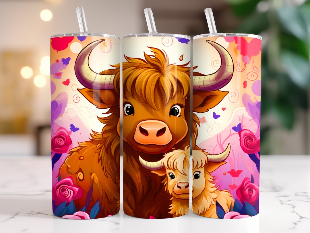 Highland Cow Tumbler Wrap | Seamless Skinny Sublimation Tumbler Design ...