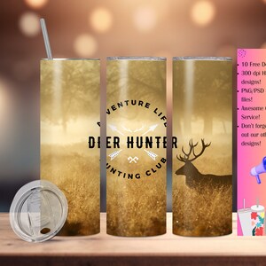 Deer Hunting Tumbler PNG| Deer Hunter 20 oz Skinny Tumbler Design | Hunting Tumblers | PNG | Hunting Instant Download