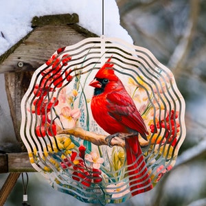 Red Cardinal Wind Spinner PNG, Cardinal Wind Spinner Sublimation Design, Cardinal Wind Spinner Sublimation Template