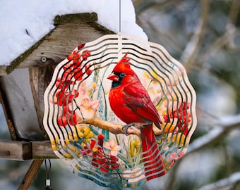 Red Cardinal Wind Spinner PNG, Cardinal Wind Spinner Sublimation Design, Cardinal Wind Spinner Sublimation Template