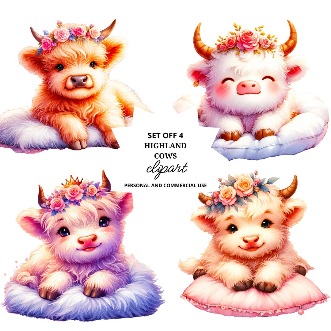 Baby Highland Cow Clip Art PNG | Baby Highland Cow Clip Art | Printable ...