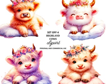 Baby Highland Cow Clip Art PNG | Baby Highland Cow Clip Art | Utskrivbar Ko Clip Art | Highland Cow Print Tag PNG | Utskrivbar Highland Cow