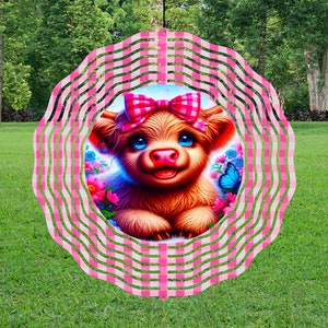 Highland Cow Spinner PNG, Highland Cow Design, Baby Cow Wind Spinner Sublimation | Highland Cow PNG, Highland Cow Yard Spinner PNG