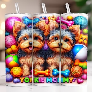 Yorkie Mom Tumbler PNG | Yorkie Mom Tumbler Sublimation | Yorkie Mom Design Wrap | Yorkie Sublimation | Yorkie Skinny Tumbler