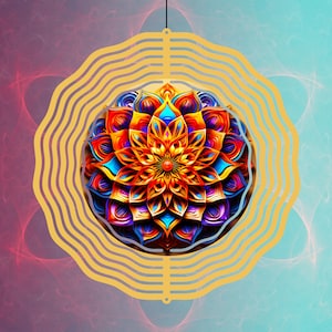 Mandala Wind Spinner PNG, 3D Mandala Wind Spinner Sublimation Design, Colorful Mandala Wind Spinner Sublimation | Mandala PNG