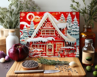 3D Cutting Board Sublimation Design | Glass Cutting Board PNG | Christmas Cutting Board PNG | 3D Christmas Sublimation Cutting Board Design