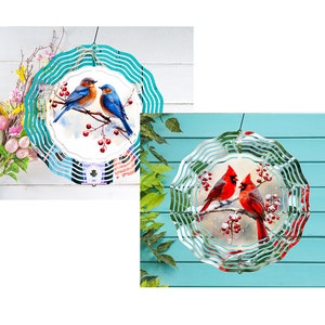 Cardinal Wind Spinner PNG Bundle, Cardinal Bluebird Yard Spinner Bundle, Cardinal Wind Spinner Sublimation | Bird Garden Spinner