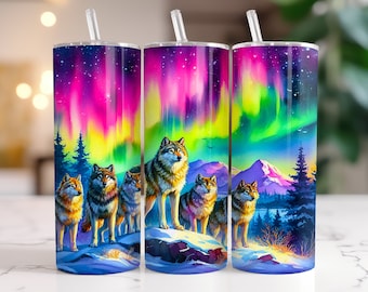 Wolf Skinny Tumbler Wrap | Seamless Wolf Tumbler PNG | Wolf Design Wraps | Wolf Sublimation | 20 Oz Skinny Tumbler | Wolf PNG