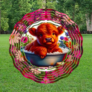 Highland Cow Spinner PNG, Highland Cow Design, Baby Cow Wind Spinner Sublimation | Highland Cow PNG, Highland Cow Yard Spinner PNG