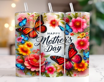 Mothers Day Tumbler Wrap | Seamless 3D Skinny Sublimation Tumbler Design | Mothers Day Sublimation Design Png | Mom Floral Tumbler Png