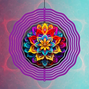 Mandala Wind Spinner PNG, 3D Mandala Wind Spinner Sublimation Design, Colorful Mandala Wind Spinner Sublimation | Mandala PNG