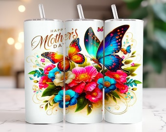 Mothers Day Tumbler Wrap | Seamless 3D Skinny Sublimation Tumbler Design | Mothers Day Sublimation Design Png | Mom Floral Tumbler Png