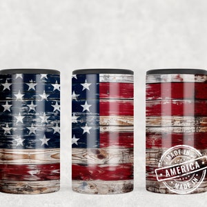 4 in 1 Can Cooler American Flag Wrap Sublimation | America 4 in 1 Can Cooler Design Wrap | PNG I Patriot Instant Download