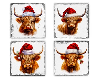 Highland Cow-underlägg PNG | Bilder på fyrkantiga eller runda Highland Cow-underlägg | Runda underlägg | Fyrkantiga underlägg | Utskrivbara etiketter