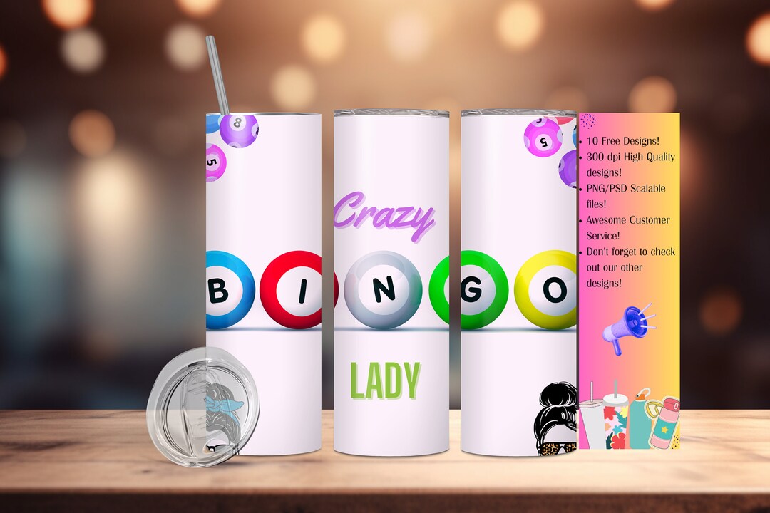 Bingo Tumbler Wrap Bingo Skinny Tumbler Design Bingo Sublimation