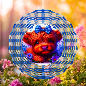 Highland Cow Spinner PNG, Highland Cow Design, Baby Cow Wind Spinner Sublimation | Highland Cow PNG, Highland Cow Yard Spinner PNG
