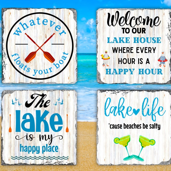 Lake Life Coasters PNG | Lake Life Square Coaster or Round Coaster png | Lake Life Coasters | Lake House PNG | Lake Life png Sublimation