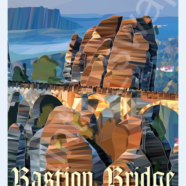 5x Designpostkarte Bastion Bridge