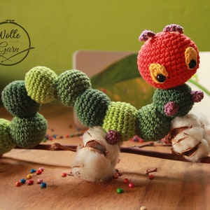 Cuddly toy caterpillar Never tired, crocheted
